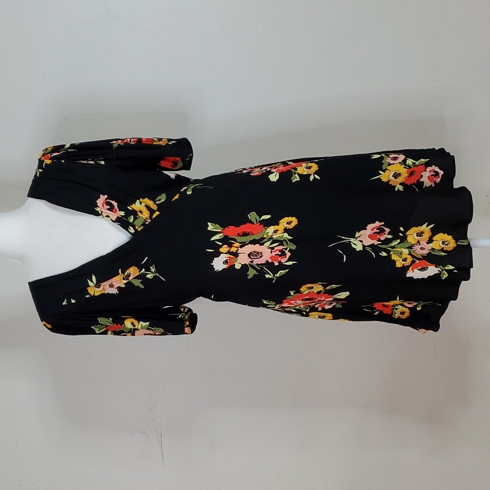Free People Neon Garden Black Floral Mini Dress